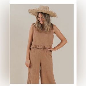 rylee + cru
wide leg pant in terracotta 
small